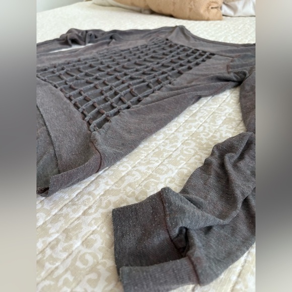 Chaser Grid Cage Back Knot Long Sleeve Tee | Acid Wash Gray | Y2K Vintage | M - Picture 8 of 16